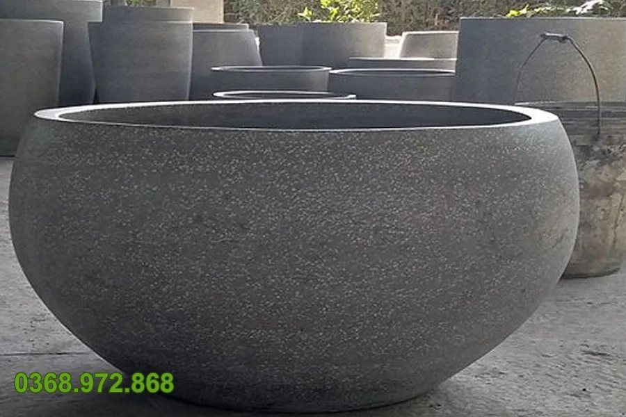 Chậu Xi Măng Đá Mài trang trí biệt thự sân vườn