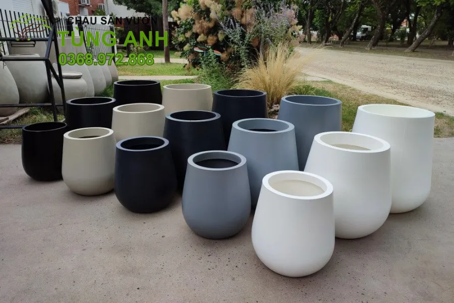 Chậu xi măng đá mài mini cho căn hộ hiện đại